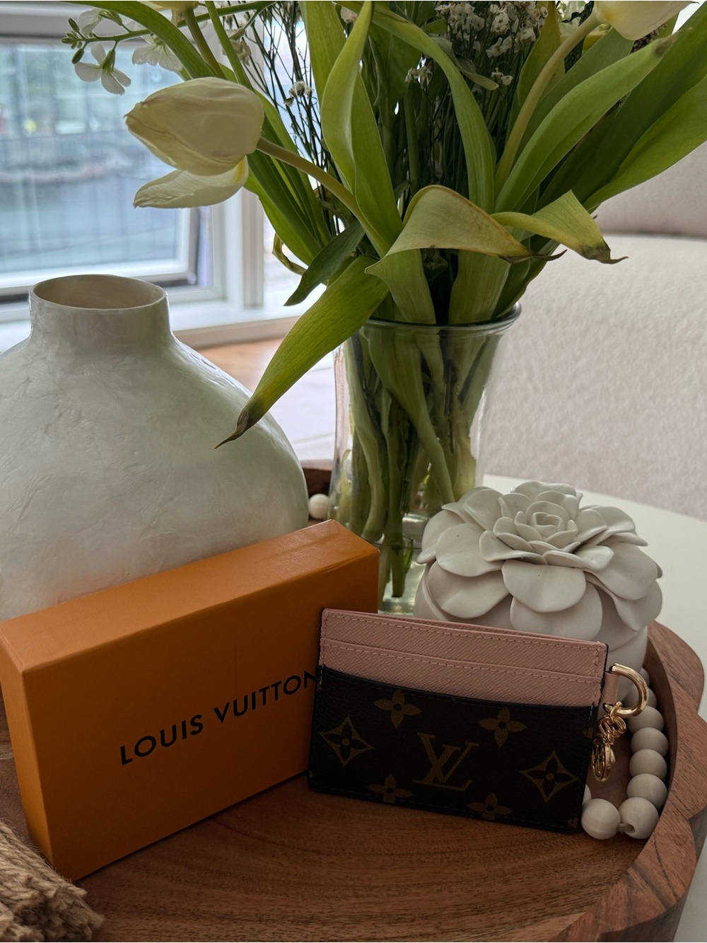 Louis Vuitton Charms Card Holder (Brown Monogram with 💗 Rose Ballerine Pink)